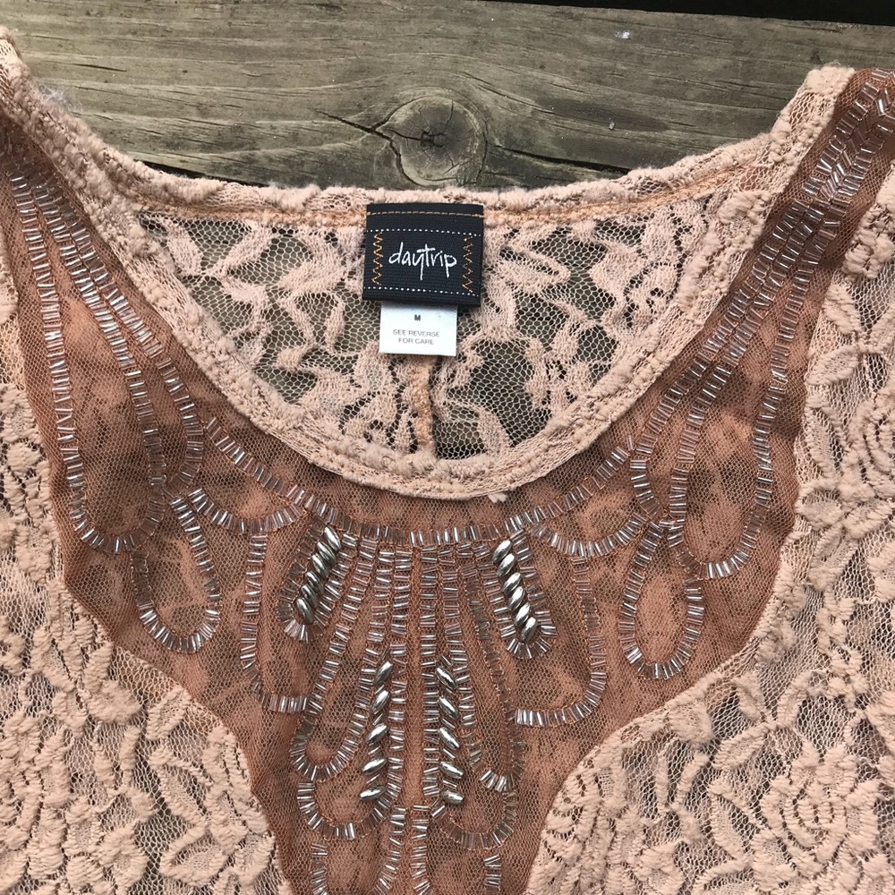 Boho Lace Embellished Tunic Top - Picture 2 of 5